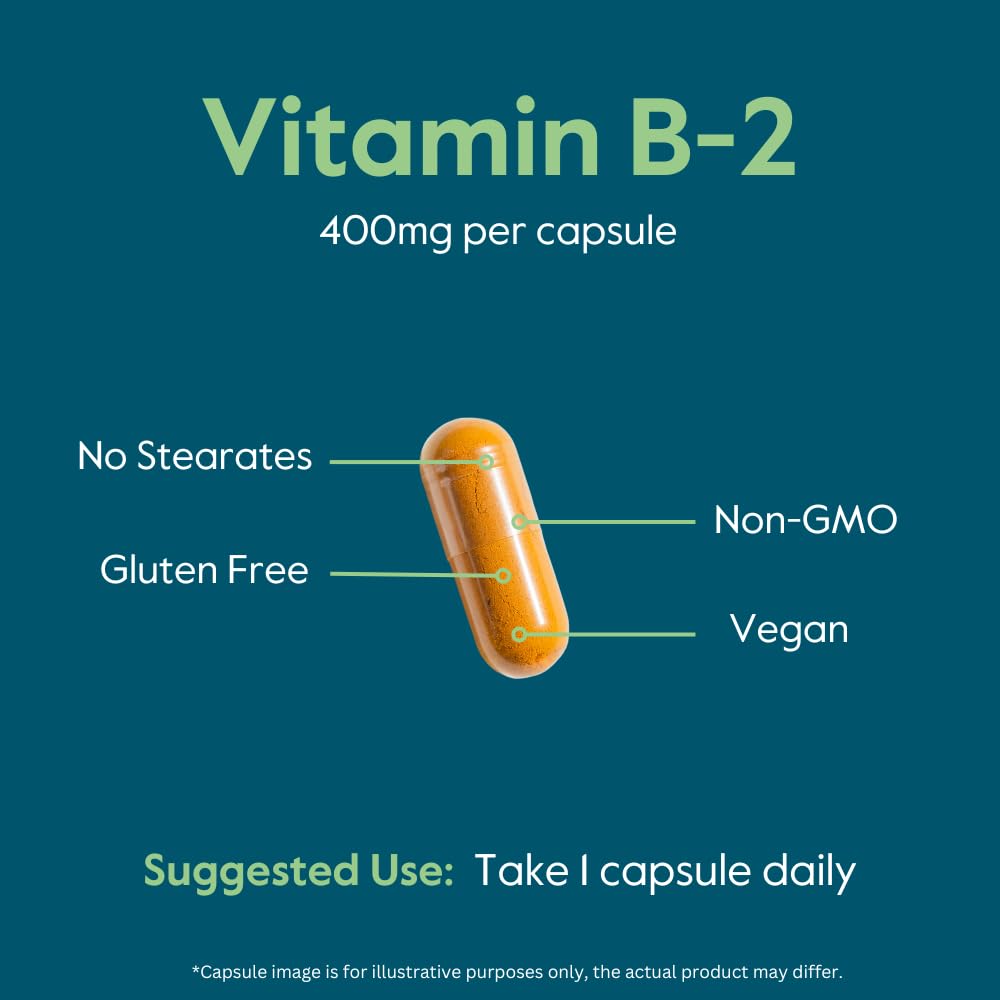 BESTVITE Vitamin B-2 Riboflavin 400mg Capsules, 240 Count