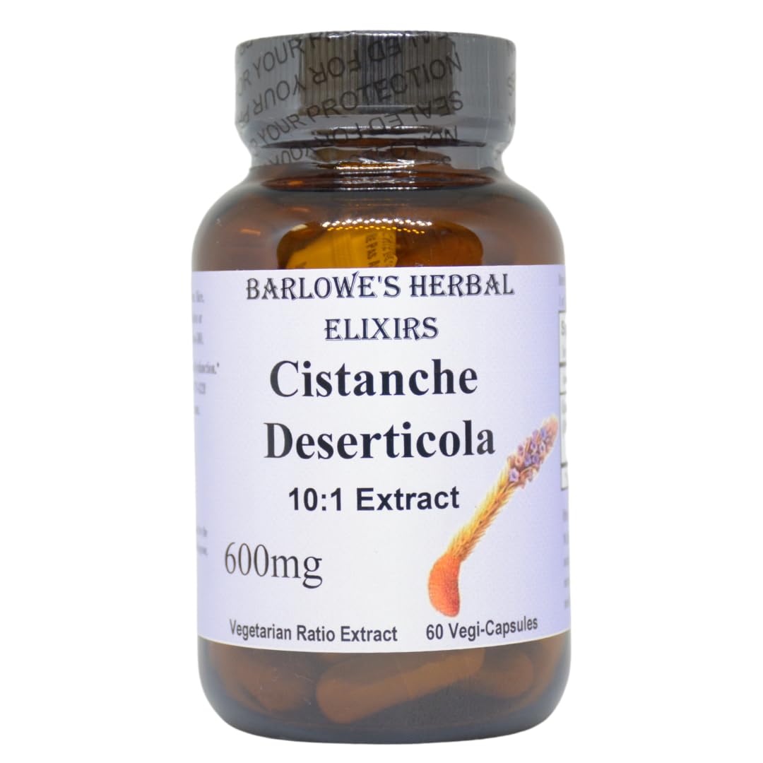 Barlowe's Herbal Elixirs Cistanche Extract 10:1, Cistanche Deserticola 600 mg per Capsule, 60 Veggie Capsules