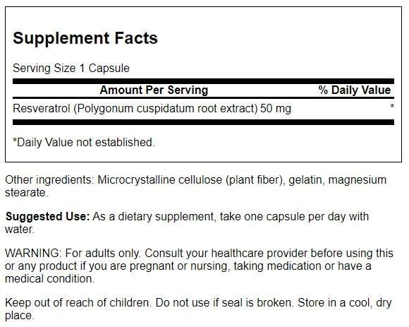 Swanson Resveratrol 50 mg Capsule, 60 Count