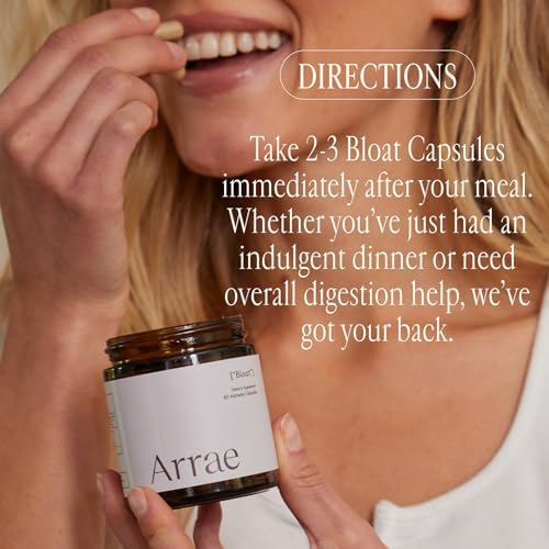 Arrae Bloat Capsules Digestive Enzymes for Women, Ginger & Bromelain Capsule 30 Count