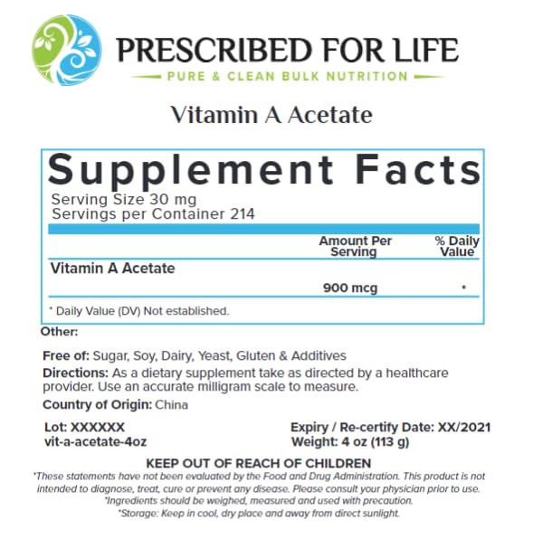 Prescribed For Life Vitamin A Powder 352.74 Ounces