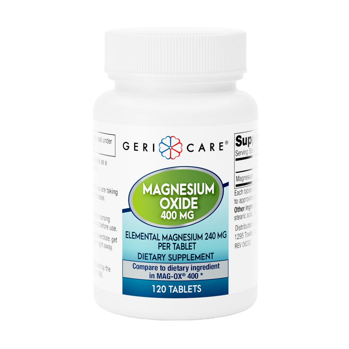 GeriCare Magnesium Oxide Supplement 240 mg Elemental Magnesium Tablet, 120 Count