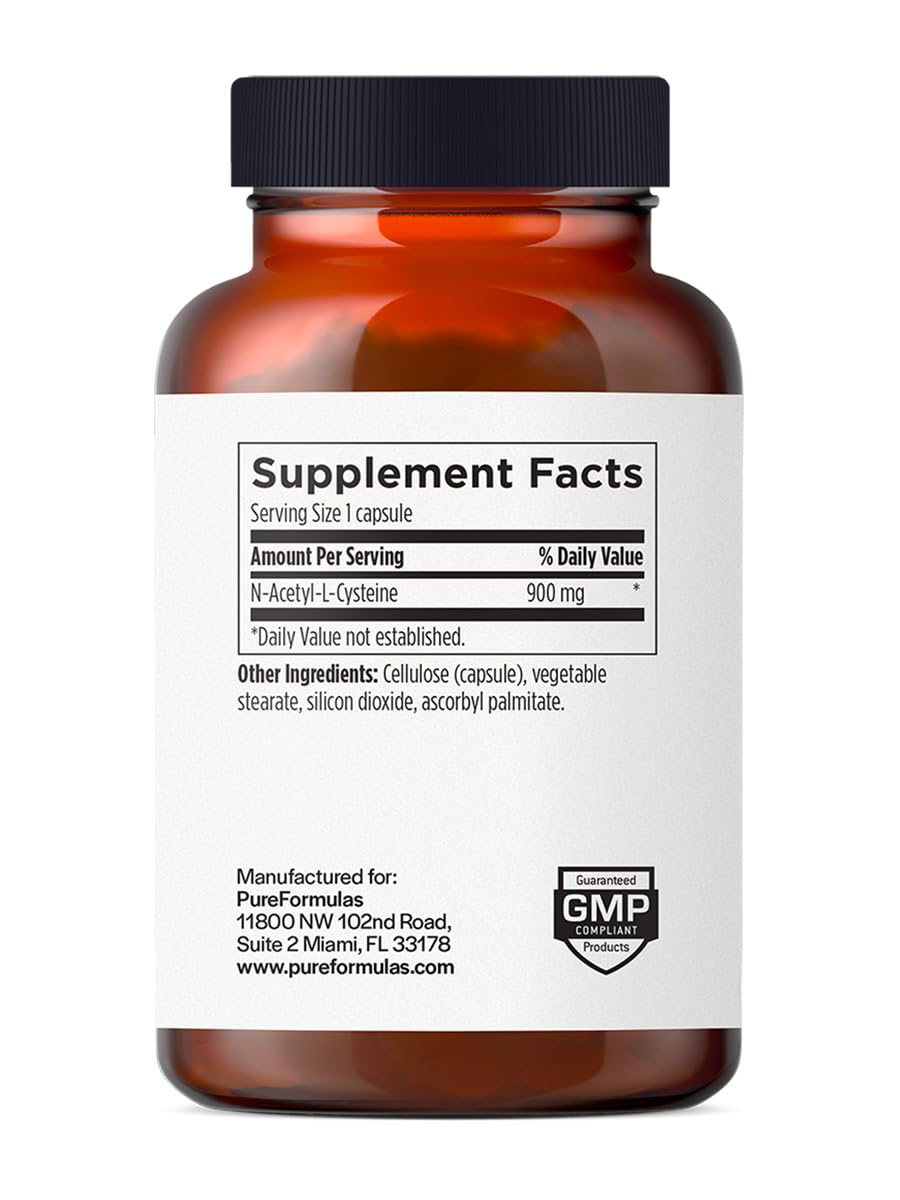 PureFormulas N-Acetyl-L-Cysteine NAC Supplement Capsules 900mg, 120 Capsules