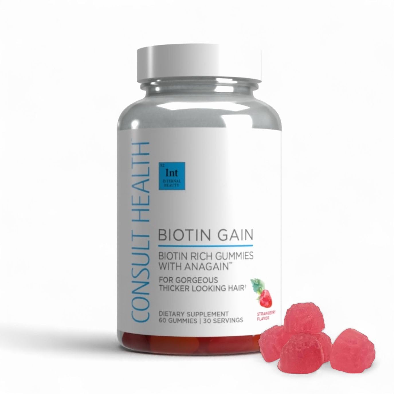 Consult Health Biotin GAIN Gummies with ANAGAIN - 10,000 mcg Biotin (Vitamin B7) - 60 Count