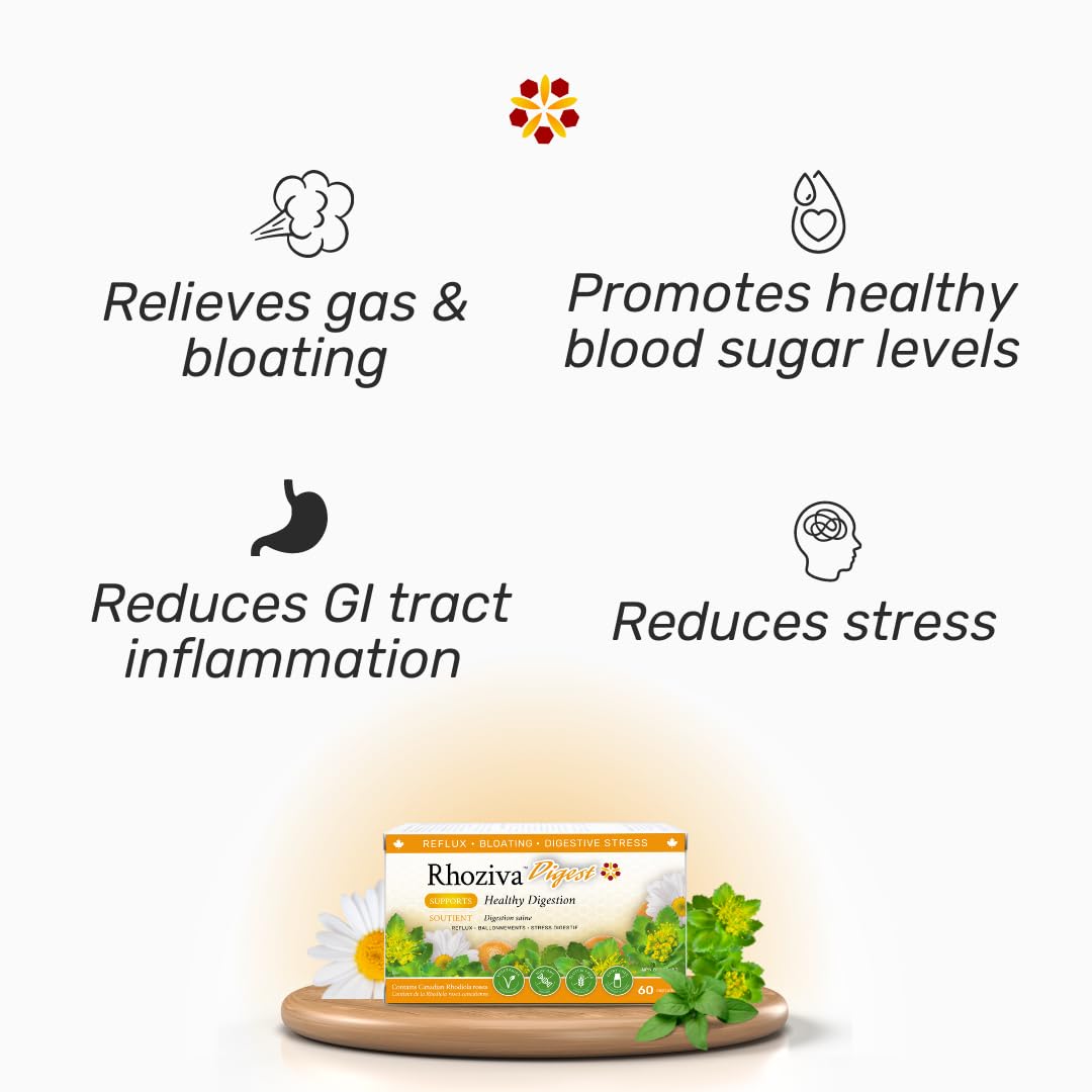 Rhoziva Digest Gut Health Supplement with Digestive Enzymes Capsules 60