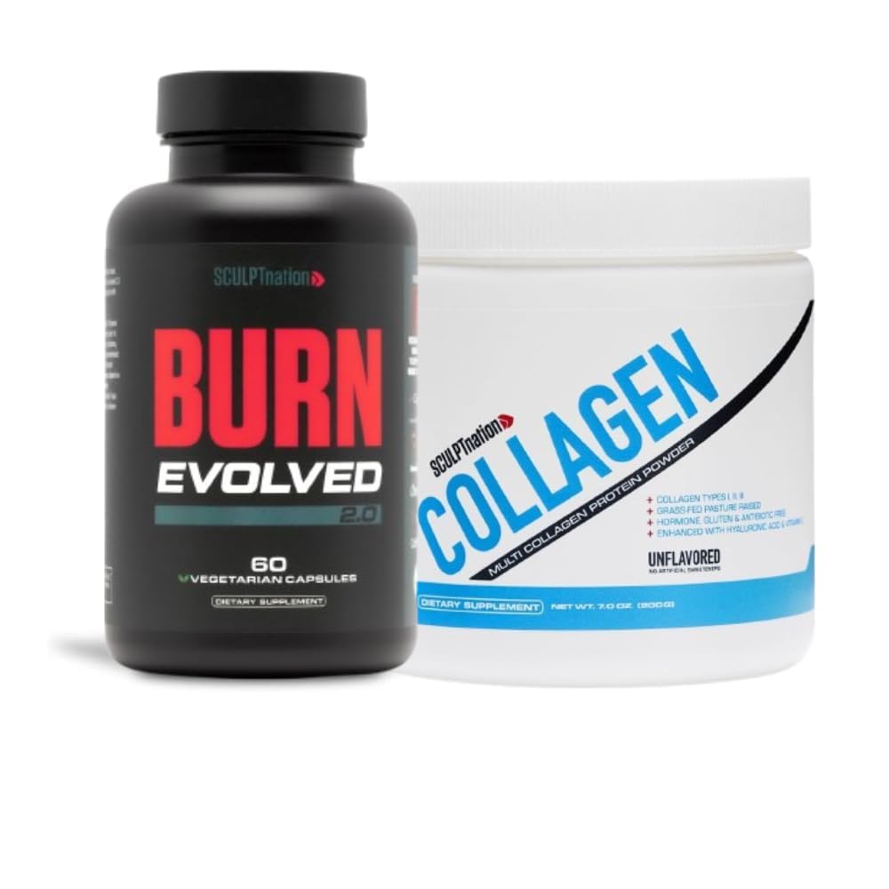 Sculpt Nation Burn Evolved 2.0 and Collagen Peptides Powder Bundle, 2