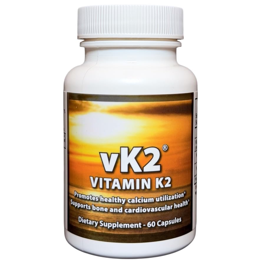 vK2 Vitamin Supplement MK-4 + MK-7 – Supports Bone & Cardiovascular Health – D3 Companion – 60 Capsules