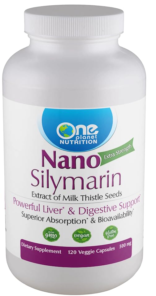 One Planet Nutrition Nano Silymarin 500 mg Milk Thistle Extract Capsules, 120 Count