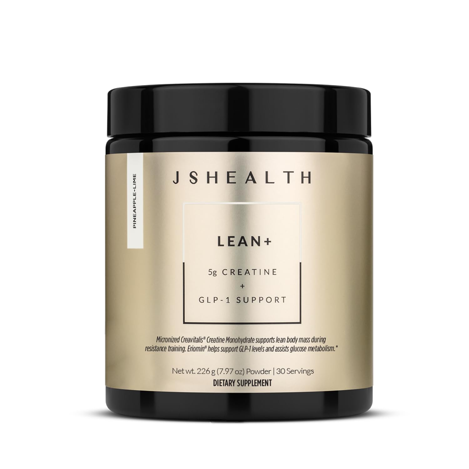 JSHealth Lean+ Creatine Monohydrate Powder for Women - 5g Micronized Creatine with Eriomin Citrus Bioflavonoid for Metabolic Wellness Support - Probiotics - Pineapple-Lime Flavor, 30 Servings