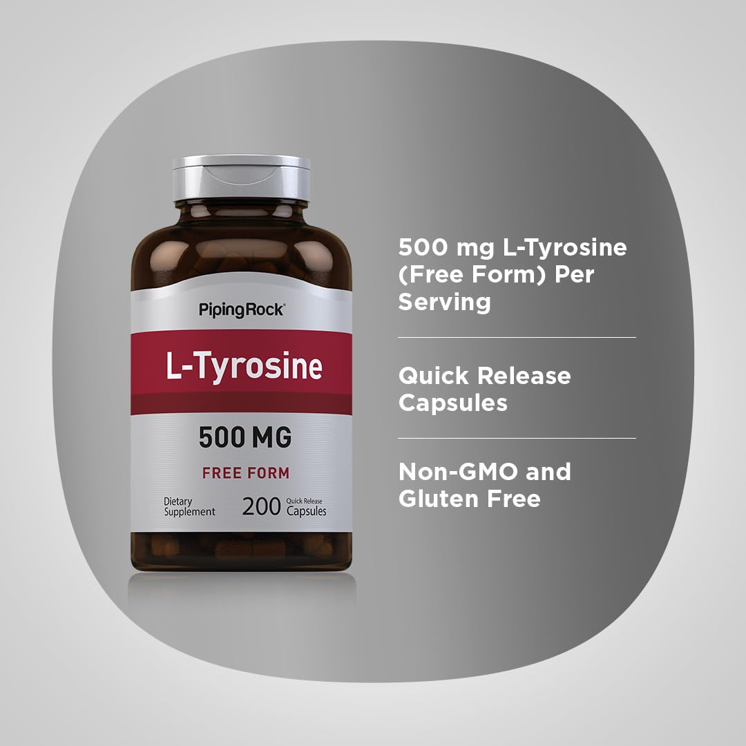 Piping Rock L-Tyrosine 500mg Capsules, 200 Count
