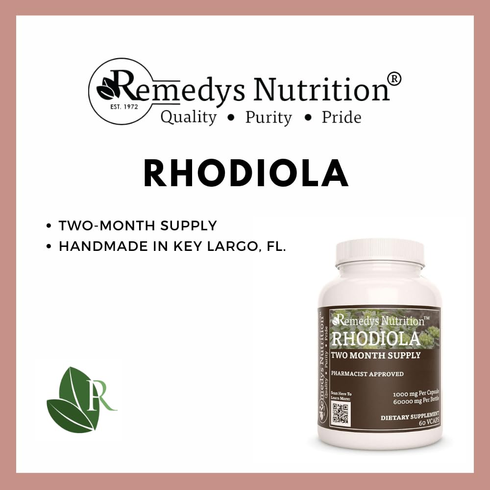 Remedy’s Nutrition Rhodiola 1000 mg Capsules 60 Count