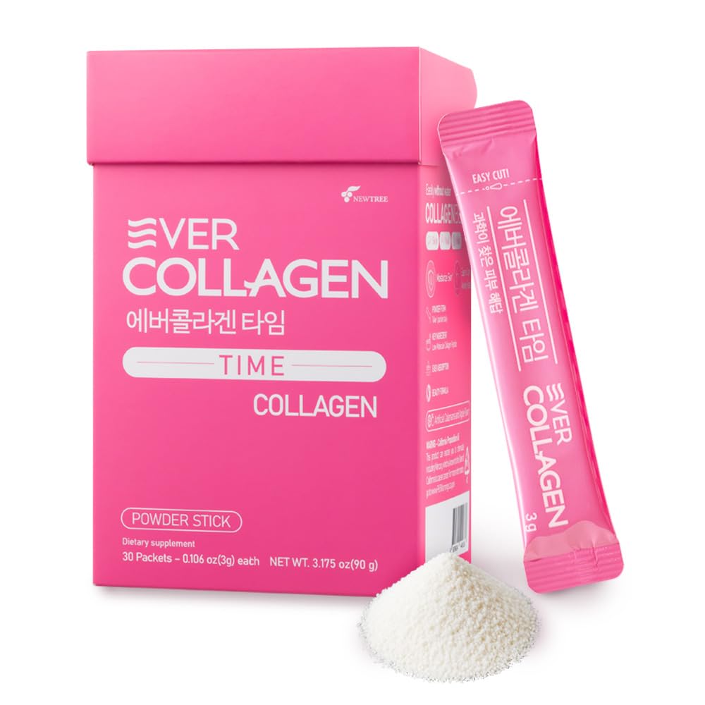 EVER COLLAGEN TIME NEWTREE Low Molecular Multi Marine Collagen Peptides Protein Powder 90 Packets