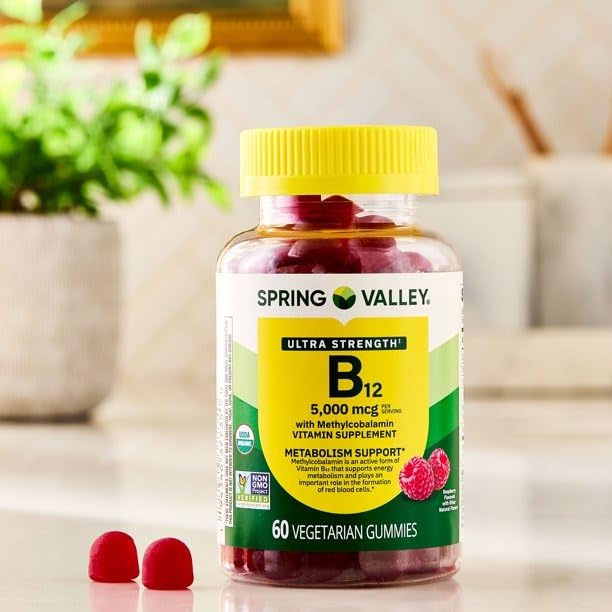 BASKETGOODS Vitamin B12 5000 mcg Gummies Methylcobalamin, 60 Count