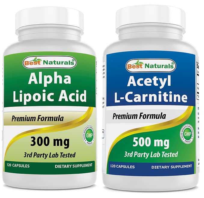 Best Naturals Alpha Lipoic Acid 300 mg & Acetyl L-Carnitine 500 mg Capsules, 120 Count