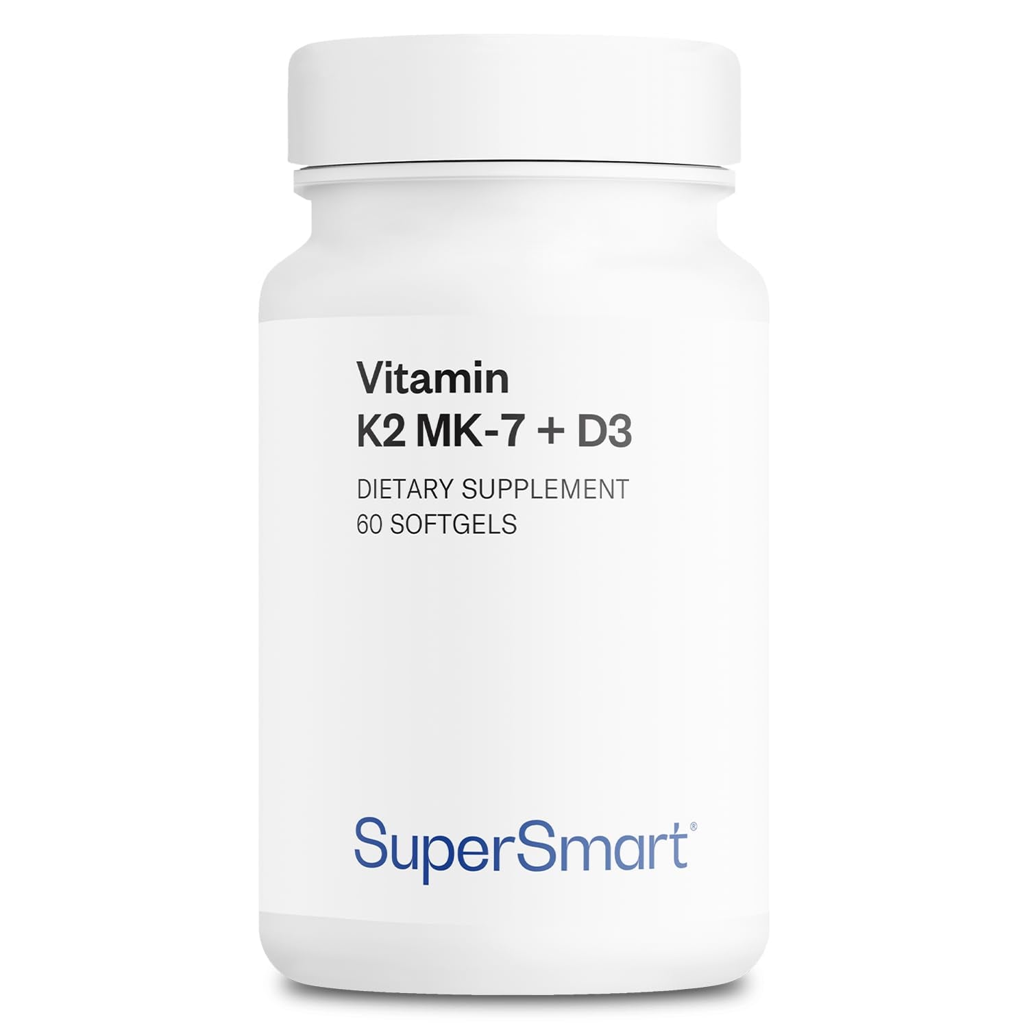 Supersmart Vitamin K2 MK7 + Vitamin D3 90mcg per Day (High Bioavailability) - Menaquinone Supplement - Vitamin D & K Complex, 60 Softgels