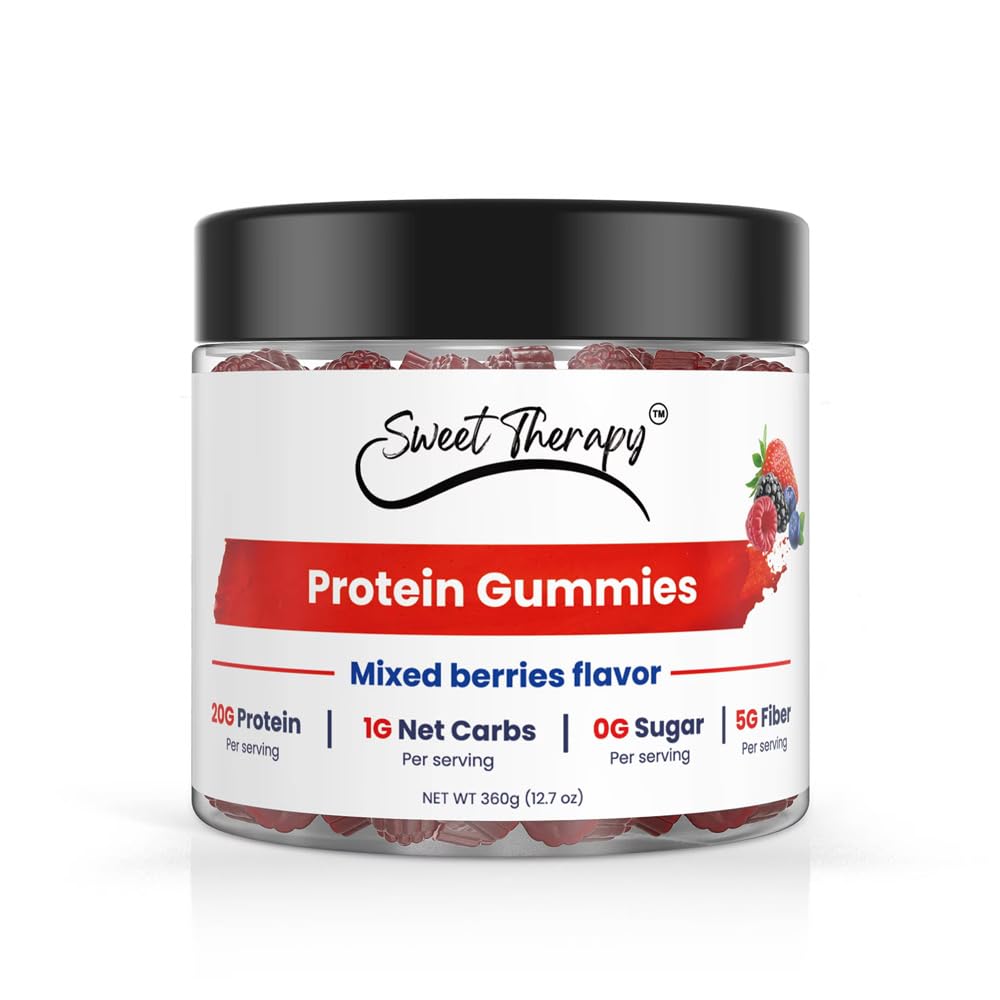 Sweet Therapy Protein Gummies 12.7 Sugar Free High Fiber Plant Based Low Carb 1g Net Carb