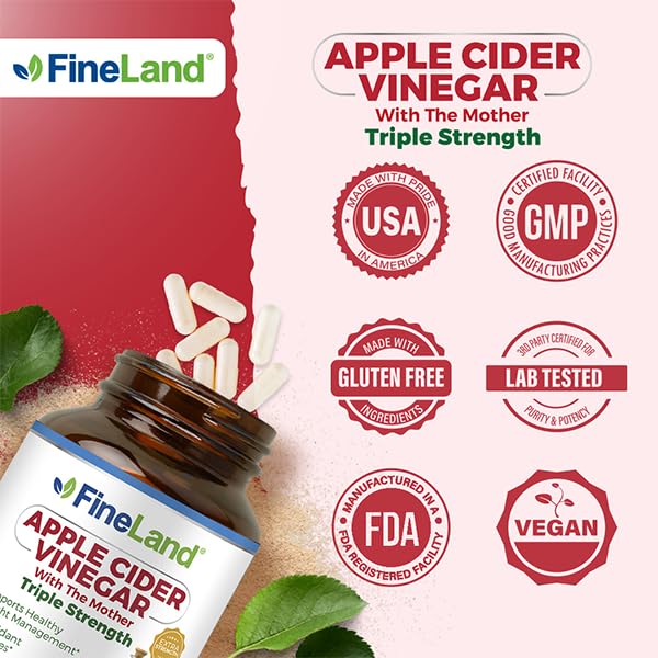 FineLand Apple Cider Vinegar Capsules with The Mother & Probiotics, 120 Veggie Capsules