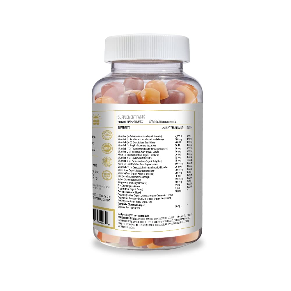 ACTIF Prenatal Gummies with 25+ Organic Vitamins and Organic Herbal Blend Gummy 90 Count