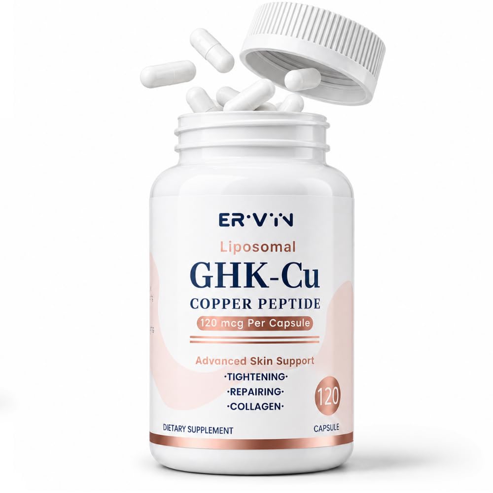 YASLIM Erivyn Liposomal GHK-Cu Copper Peptide Supplement for Daily Skincare Routines, Capsule, 10 Capsules