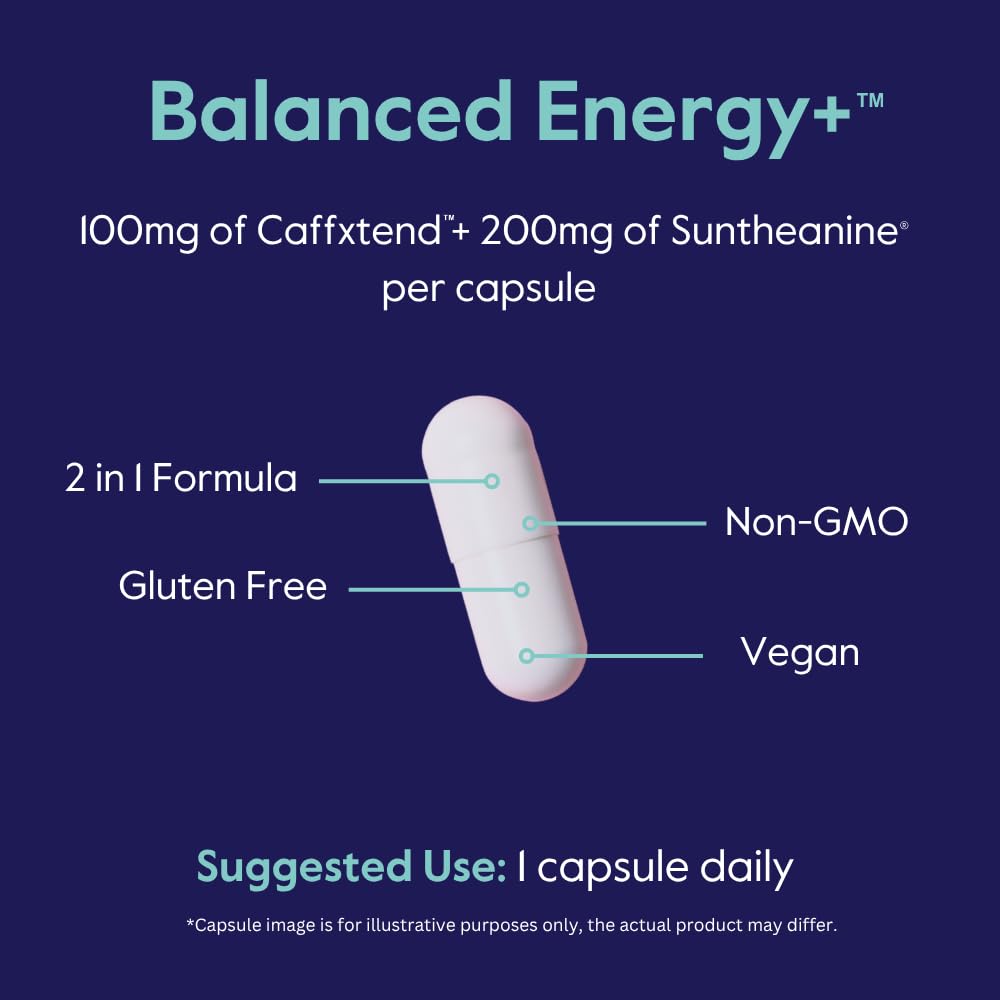 BESTVITE Balance Energy + with L-Theanine & Caffeine, 60 Veg Capsules