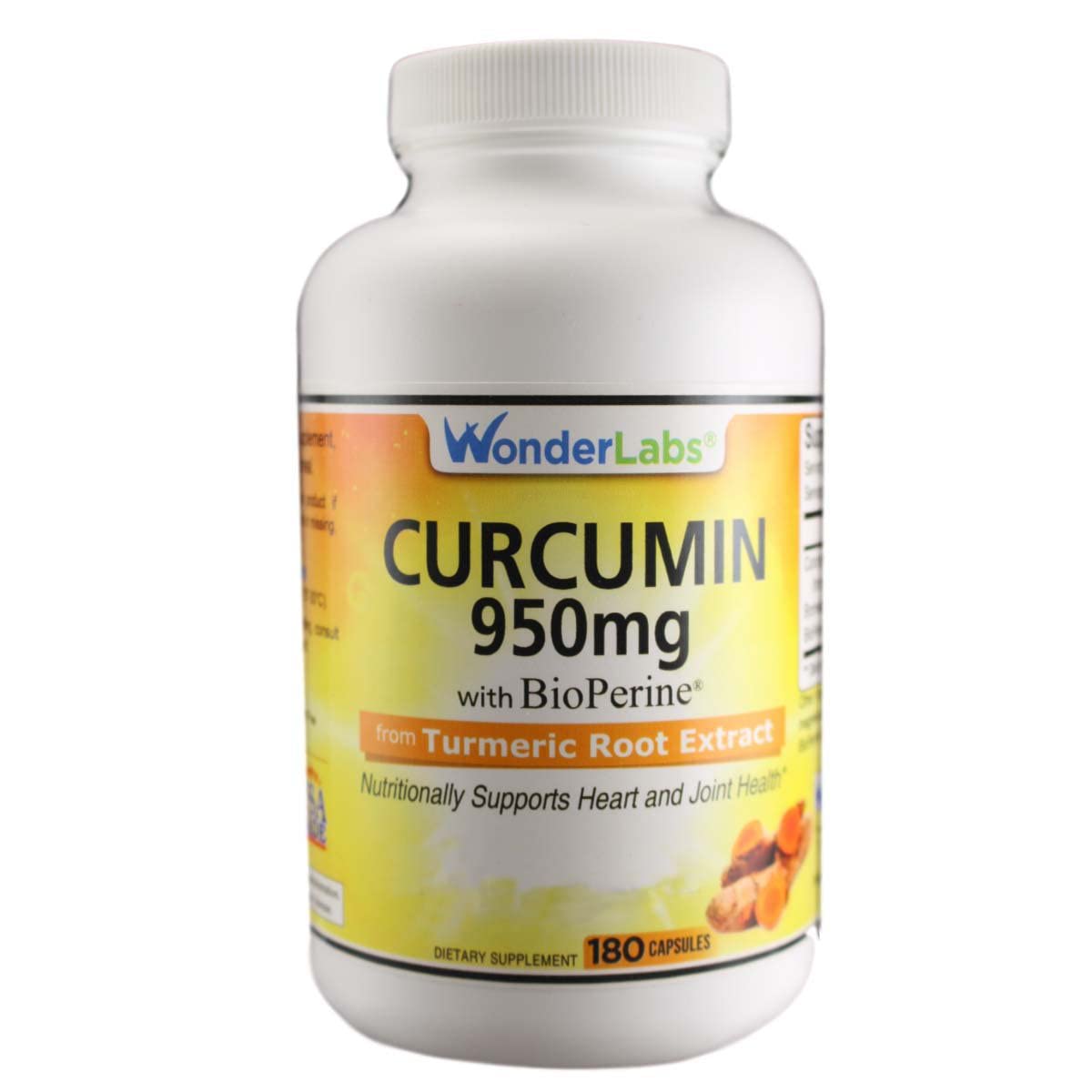 Wonder Laboratories Curcumin 950 mg with BioPerine for Heart and Joint Health, 180 Capsules