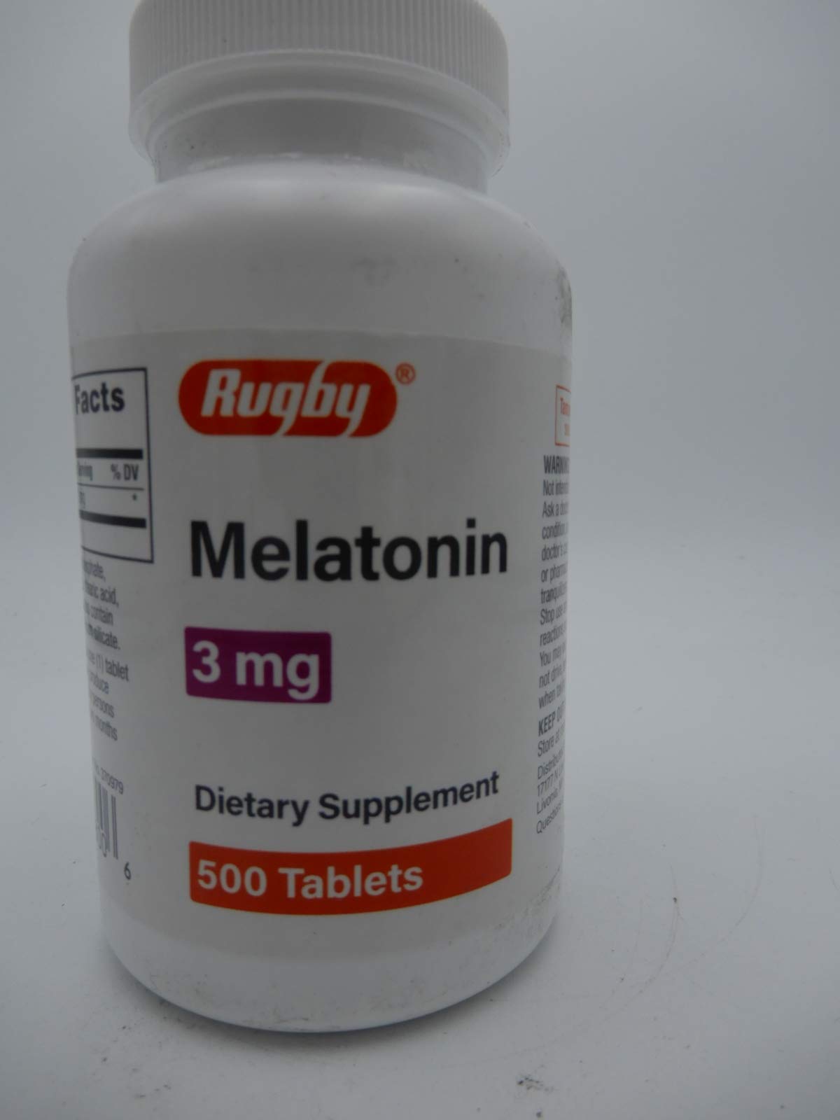 Rugby Laboratories Melatonin 3mg Tablet, 500 Count