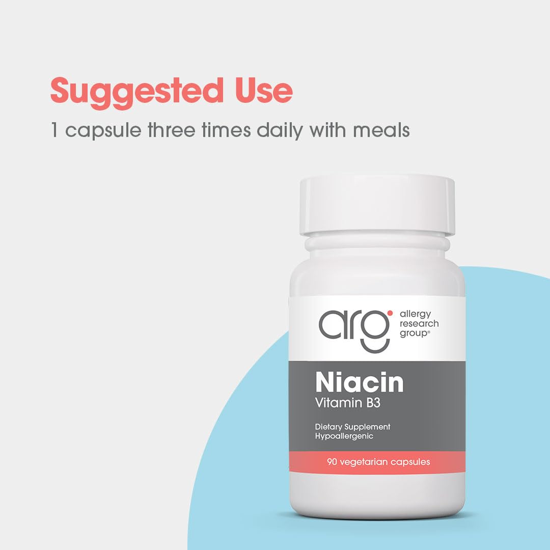 Allergy Research Group Niacin Vitamin B3 Supplement Capsule 90 Count