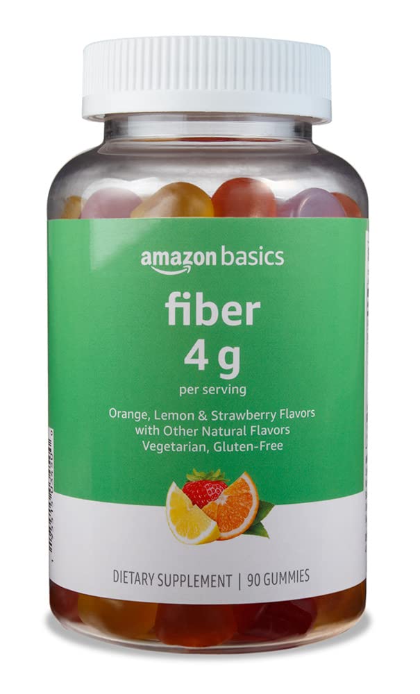 Amazon Basics Soft Fiber Gummies for Digestive Health and Regularity, 90 Gummies