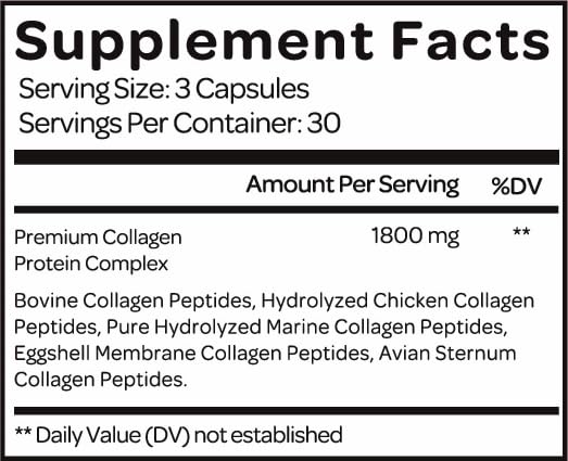 Collagen For Her Multi Collagen Capsules for Women (Types I, II, III, V, X) Hydrolyzed Collagen Peptides, Vitamin Supplement for Hair, Skin, Nails, and Joint Support, 90 Capsules