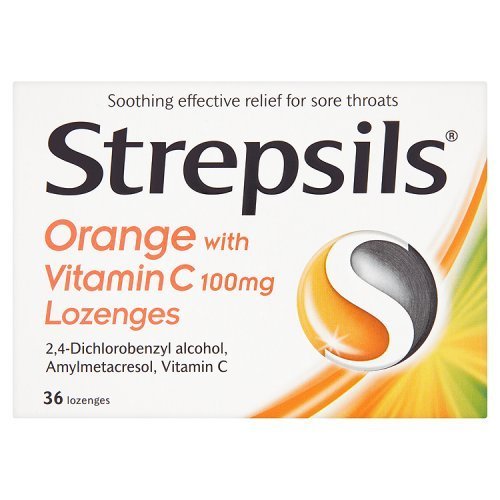 Strepsils Orange with Vitamin C 100mg Lozenges, 1 Lozenge