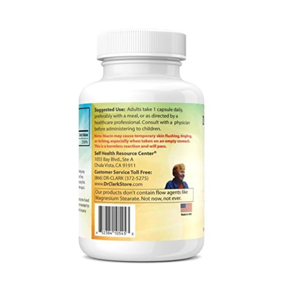 Dr Clark Store Niacin (Vitamin B3) Supplement – 500mg per Capsule, 100 Capsules