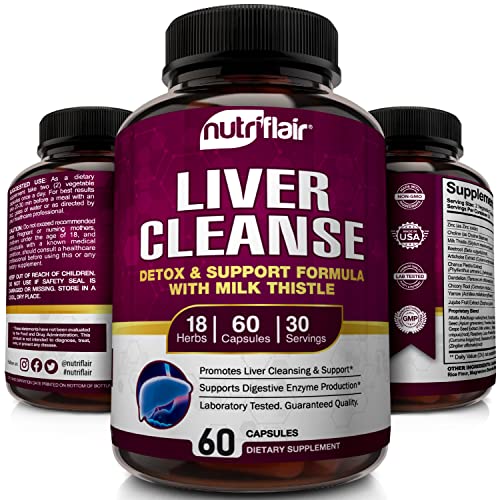 NutriFlair Colon Cleanse – 15 Day Advanced Gut Detox with Cascara Sagrada, Senna Leaf, Psyllium Husk & Probiotics 30 Capsules