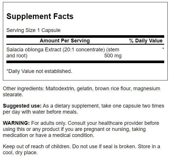 Swanson Herb Salacia Oblonga 20:1 500MG Capsule, 60 Capsules