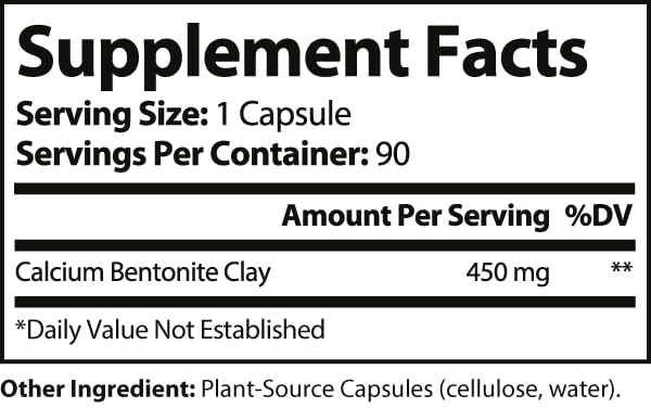 Conquest Nutrition Clay Cleanse Calcium Bentonite Clay Detox Plus 90 Capsules