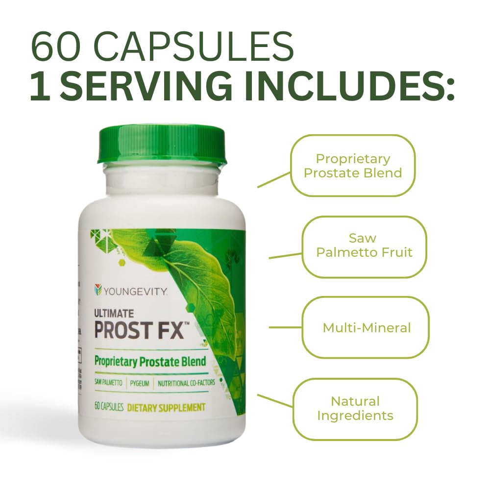 Youngevity Ultimate Prost Fx Saw Palmetto + 9 Herb Blend for Men's Prostate Health DHT Support Urinary and Prostate Supplement 60 Capsules