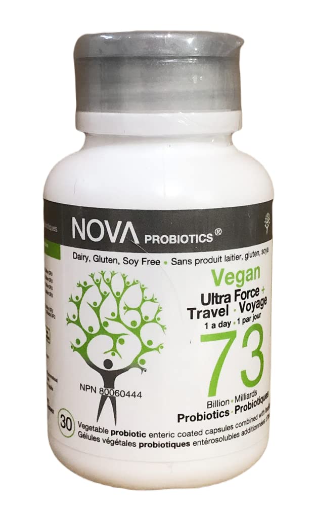 NOVA Probiotics Vegan Ultra Strength & Travel 73 Billion Probiotics Capsule 30 Count