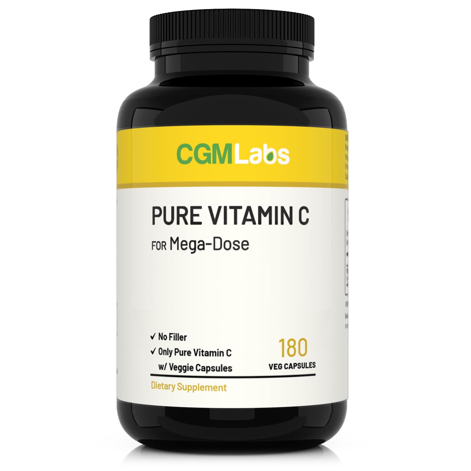 CGMLABS Mega Dose Pure Vitamin C 1000 mg Capsules, 180 Count