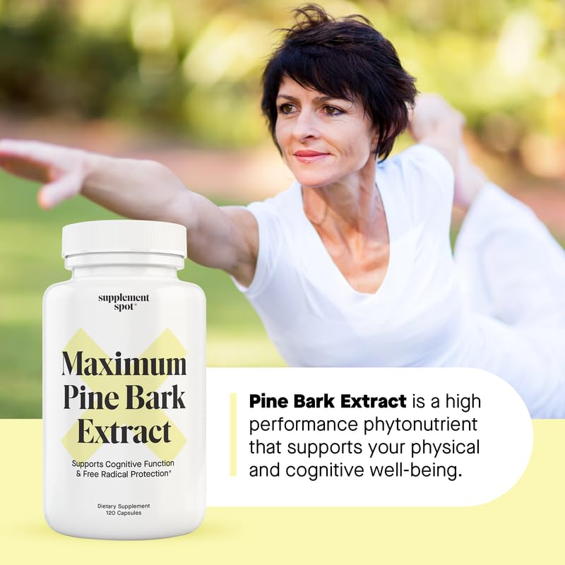 Supplement Spot Maximum Pine Bark Extract 100 mg per Serving Capsules, 120 Count