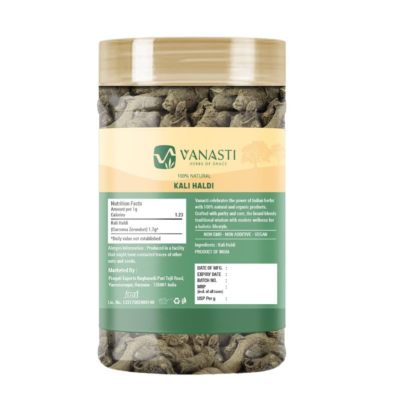 VANASTI Kali Haldi NAR Kachur Narkchaur Curcuma Zerumbet Zedoary Root Black Turmeric Powder 3.52 oz