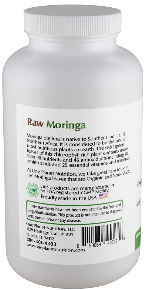 One Planet Nutrition Raw Moringa Capsules 500 mg, 120 Capsules