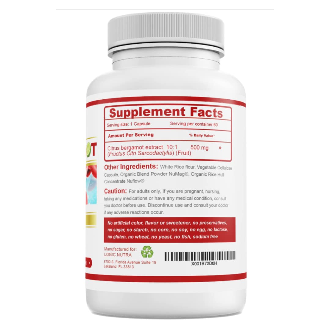 Logic Nutra Citrus Bergamot Complex 1000mg, Capsules, 60 Count