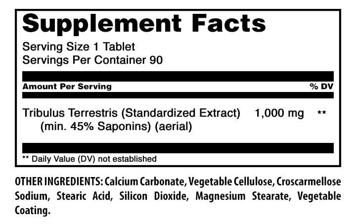 Amazing Nutrition Tribulus Extract 1000 Mg Tablet, 90 Count