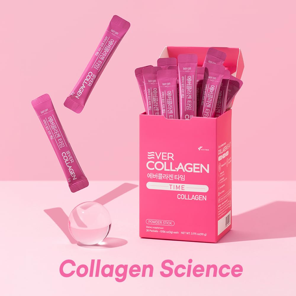 EVER COLLAGEN TIME NEWTREE Low Molecular Multi Marine Collagen Peptides Protein Powder 90 Packets