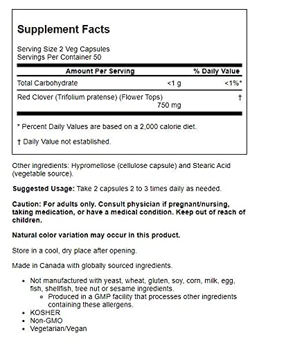 NOW Foods Red Clover 375 mg Capsule, 1 Count