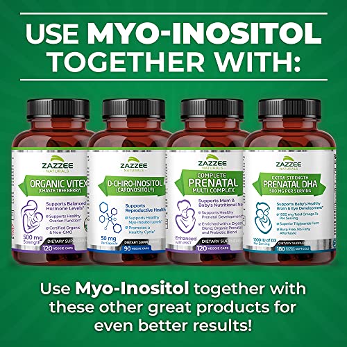 Zazzee Myo-Inositol and Vitex Capsules, 100 Capsules