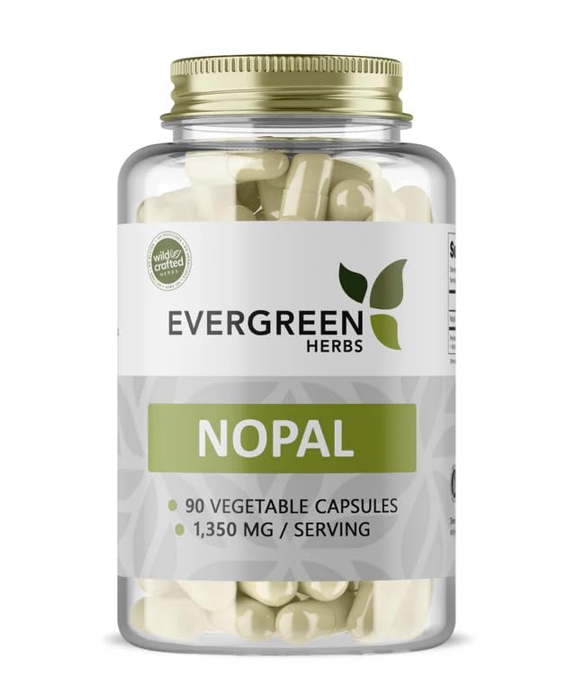 Evergreen Herbs Nopal Capsules Prickly Pear Opuntia Ficus Indica 90 Capsules