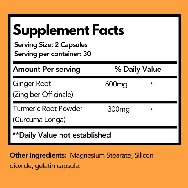 Arymar Ginger Turmeric Supplement Capsule, 60 Capsules