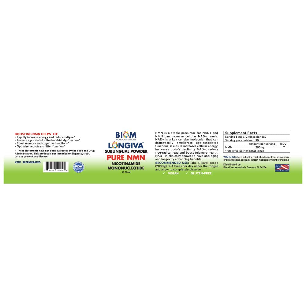 Biom Probiotics NMN Sublingual Powder, 0.35 oz