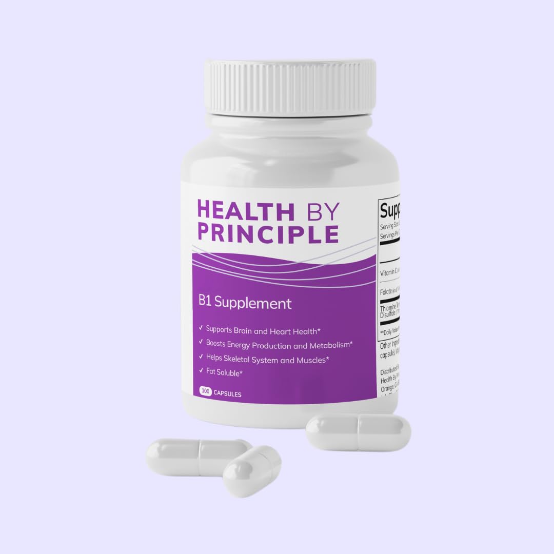 HEALTH BY PRINCIPLE B1 Supplement (TTFD) Energy Production, Cognitive Health, Digestion Support, 100 Capsules