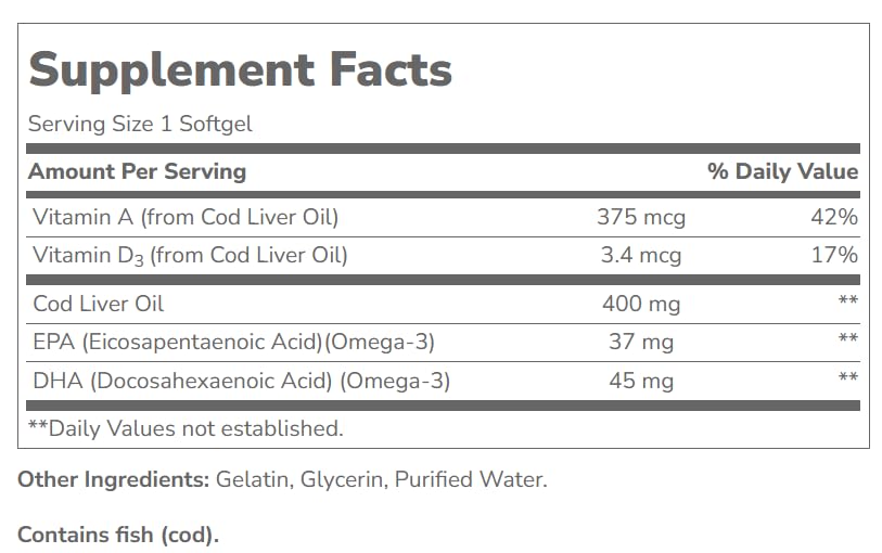 21st Century Norwegian Cod Liver Oil Softgels 110